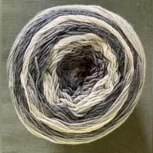 Skinnycakes Acrylic Gray and Cream Yarn Ball